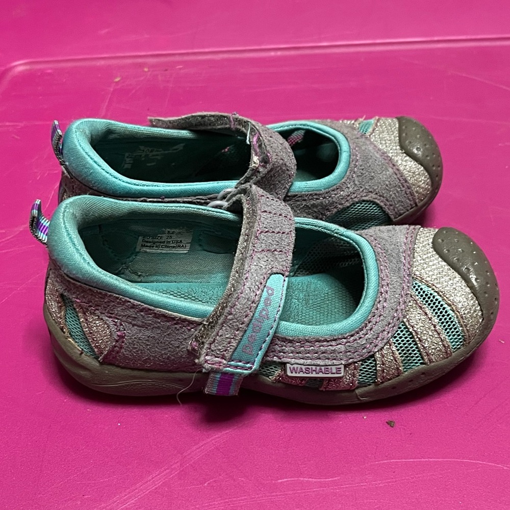 Pediped Blue and Gray Sneakers with Velcro Strap